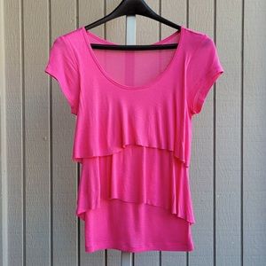 Old Navy | Tiered Ruffle T-shirt | Women’s XS | pink